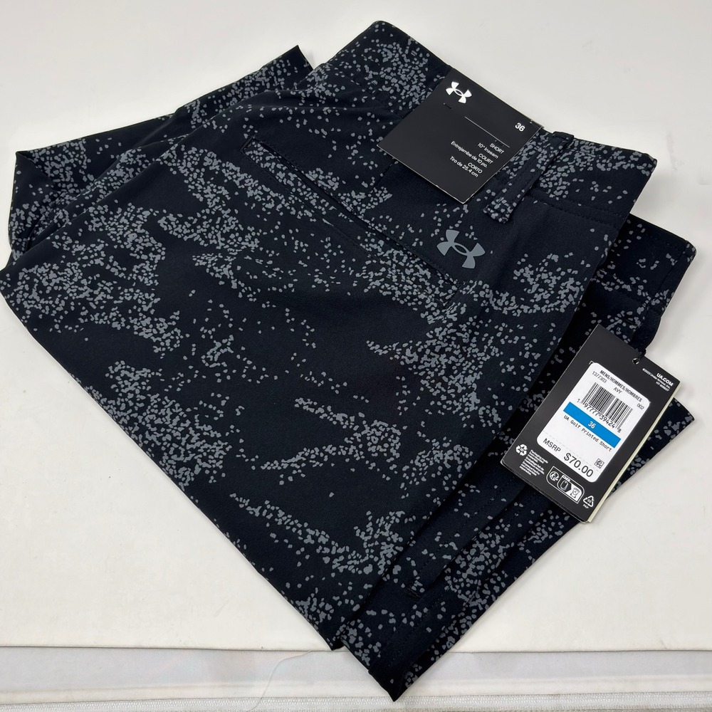 Under Armour Storm Golf Shorts 36 Black/Gray Print Stretch NEW 1377303